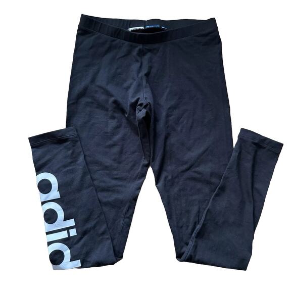 adidas Pants - Adidas Women's High-Rise Cotton Legging With Logo Print At Leg - Size M